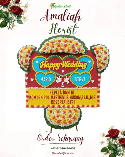 Karangan Papan Bunga Pernikahan di Campang Raya
